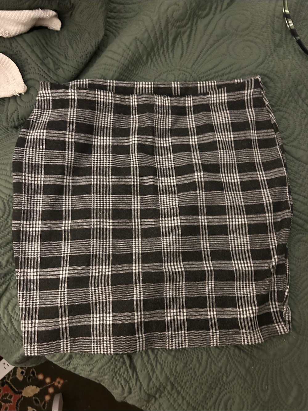 Black and White Plaid Mini Skirt - Classic High-Rise Style